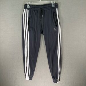 Adidas Women's Jogger Pants Size S‎ Black White Stripes Zipper Pockets (Flaw)